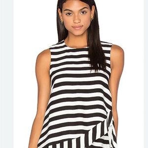 TY LR Black and White Striped linen Women's Top